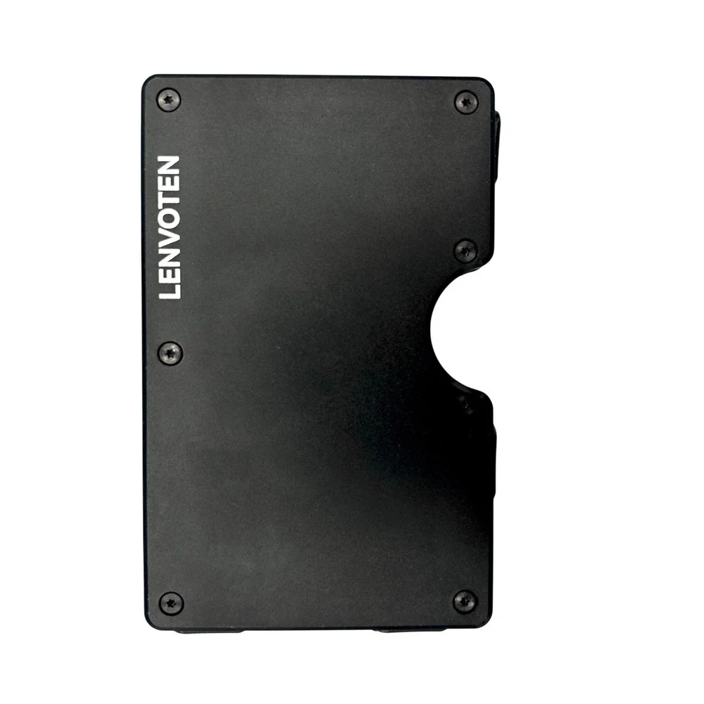 Lenvoten Minimalist Wallet Mens Slim Metal RFID Blocking Black Tactical EDC New